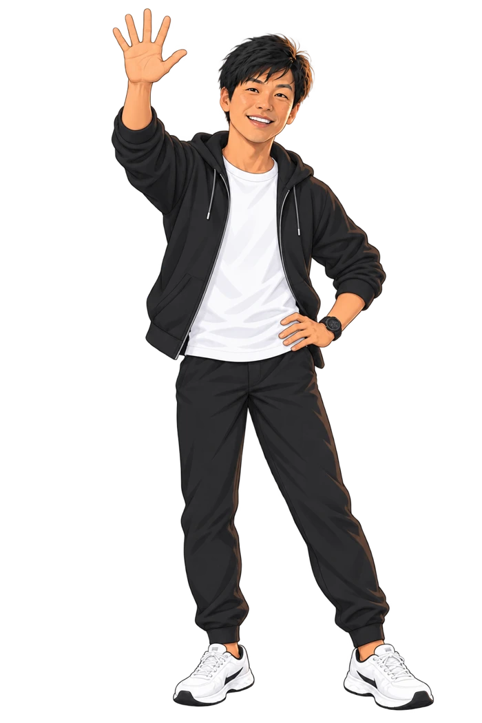 手を振って迎える廣井さんのキャラクター